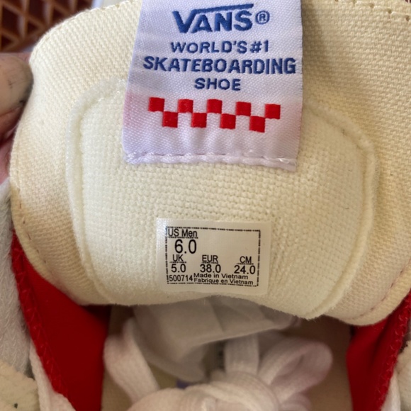 Brand new VANS Sk8 Hi leather cream and white high tops Womens size 8, Mens 6 - Picture 6 of 9